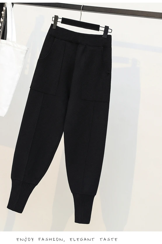 

Plus Size 4XL 2020 Fashion Casual Women Harem Pants Loose Female Autumn Winter Knitted Pant High Waist Trousers Sweatpants WP264
