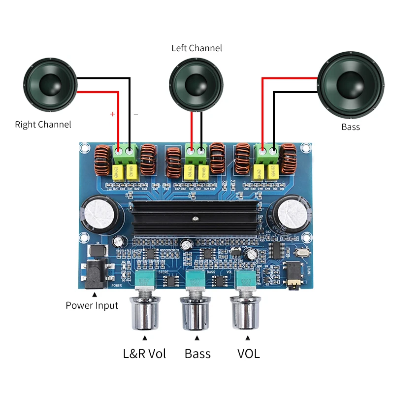 TPA3116D2 Audio Amplifier Bluetooth 5.0 Three Channels Bass 100W 2X50W High Power Amplifiers Board Class D TPA3116 2.1 Amp | Электроника
