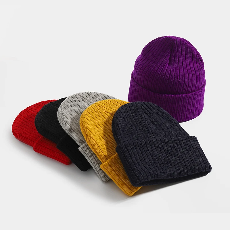 Зимние шапочки для женщин шапка вязаная одноцветная девочек осенняя мужская