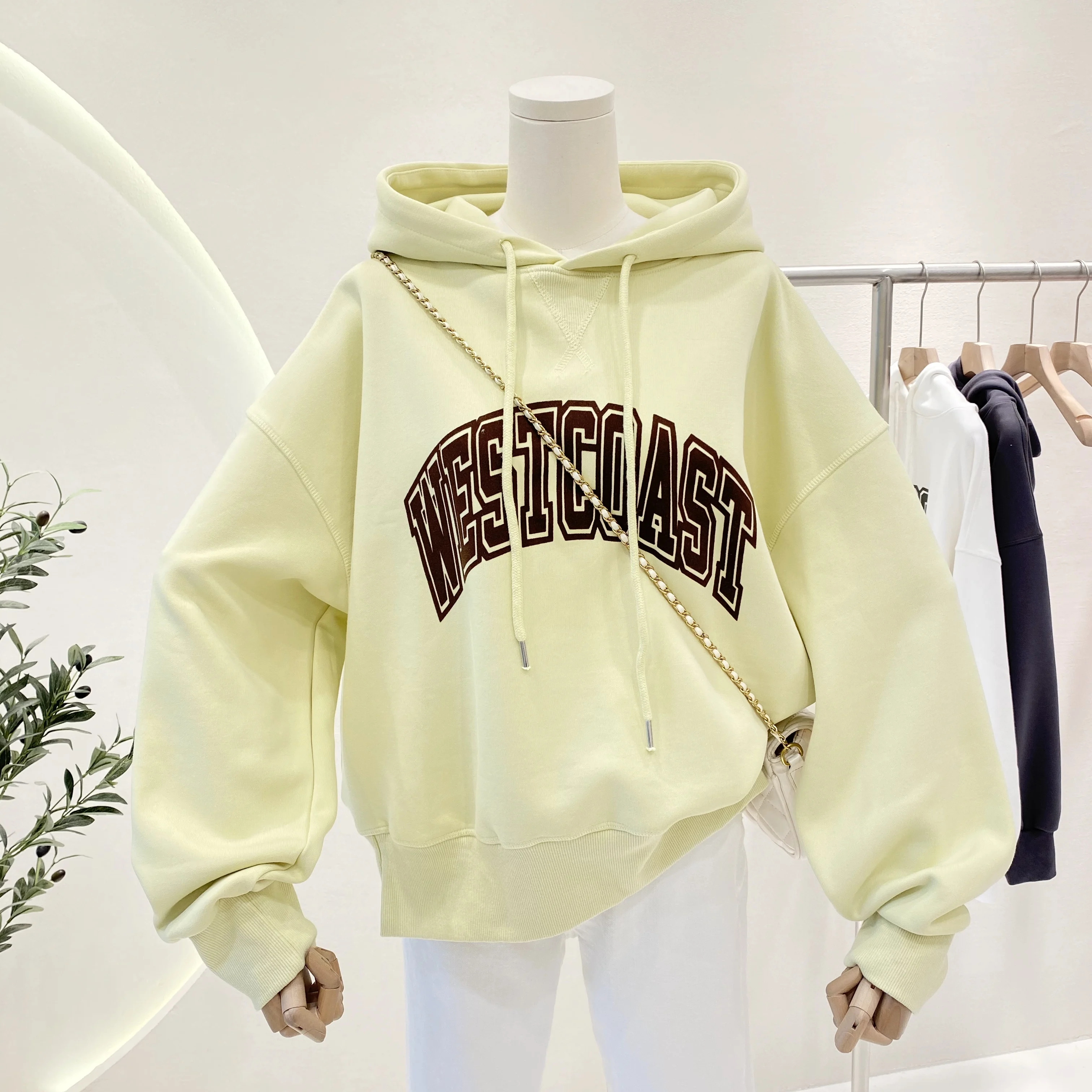 

Женский свитшот с капюшоном, универсальный свободный пуловер серого цвета с длинным рукавом и надписью, осень 2021