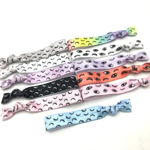 16 Colors 30pcs Gold Eyelash Printed Elastic Band Wholesale Girls Hair Tie Bracelet Ribbon Wristband in Pakistan