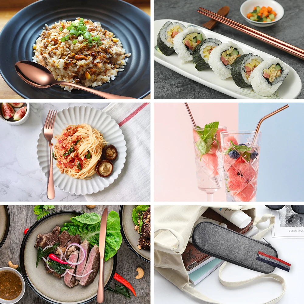 

Dinner Set Cutlery Stainless Steel Tableware Knife Fork Spoon Dinnerware Set with Box Western Dinner Tools Picnic portable