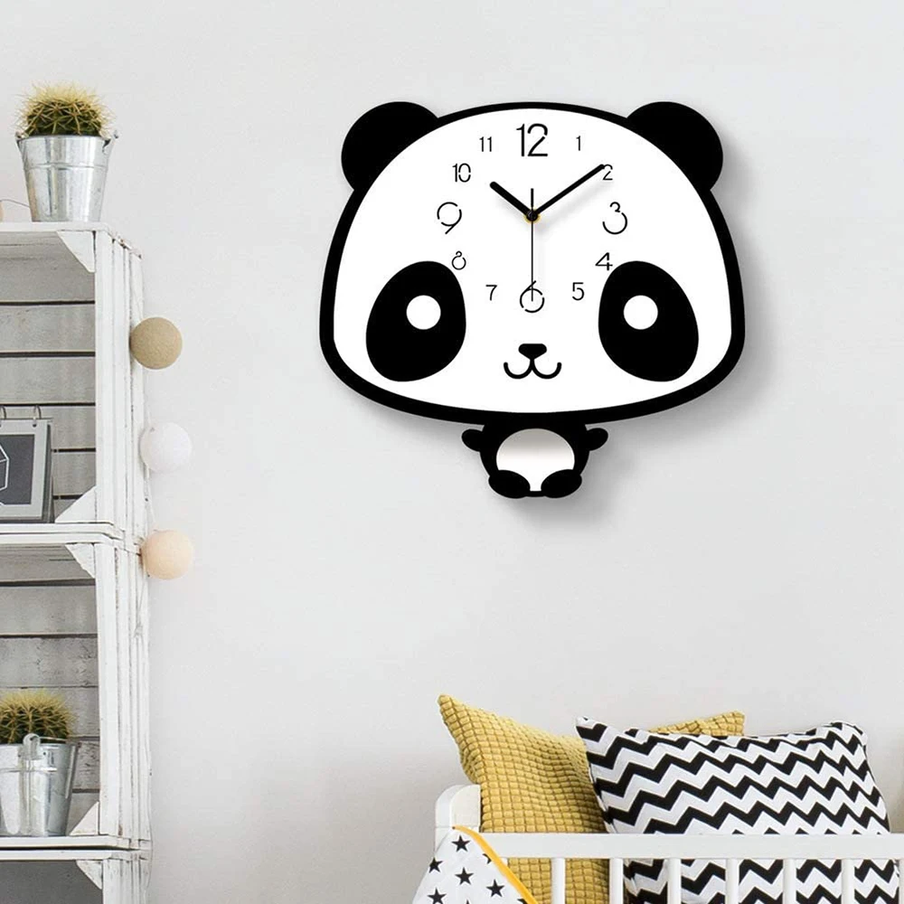 

Cartoon Swing Panda Wall Clock Pendulum Wall Clocks Quality Quartz Large Dial Living Room Bedroom-Panda Watch Home Decor
