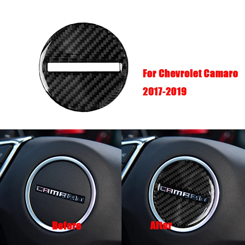 For Chevrolet Camaro 2016 2017 2018 2019 Carbon Fiber Car Accessories For Camaro Decoration Interior Steering Wheel Sticker Trim