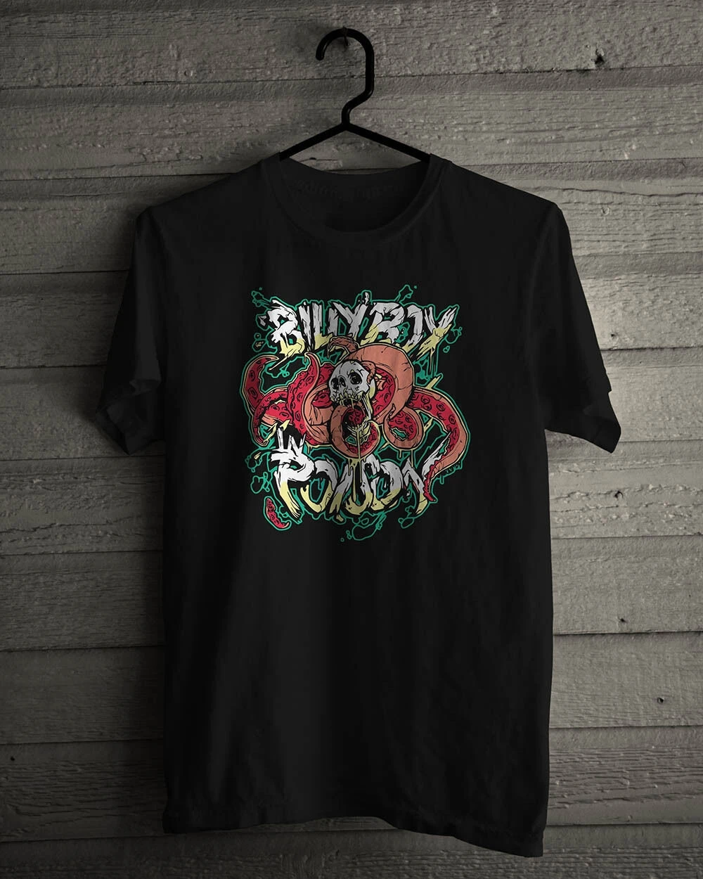 Базовая хлопковая черная футболка с логотипом Billy Boy in Poison Rock размер S-5XL | Мужская
