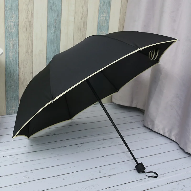 

Solid color umbrella three folding umbrella high-end business umbrella sunscreen anti-ultraviolet gift umbrella strong umbrella