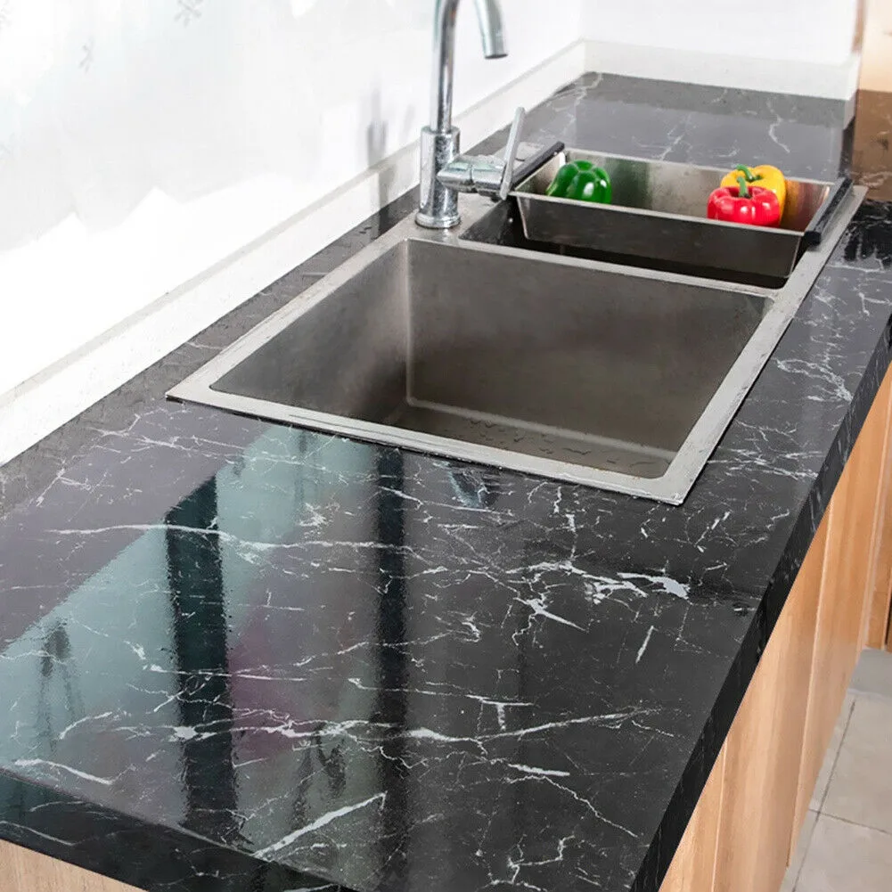 

5m Self Adhesive Modern Kitchen Stickers Waterproof Oilproof Classic Marble Pattern Wall Stickers Protect Desktop