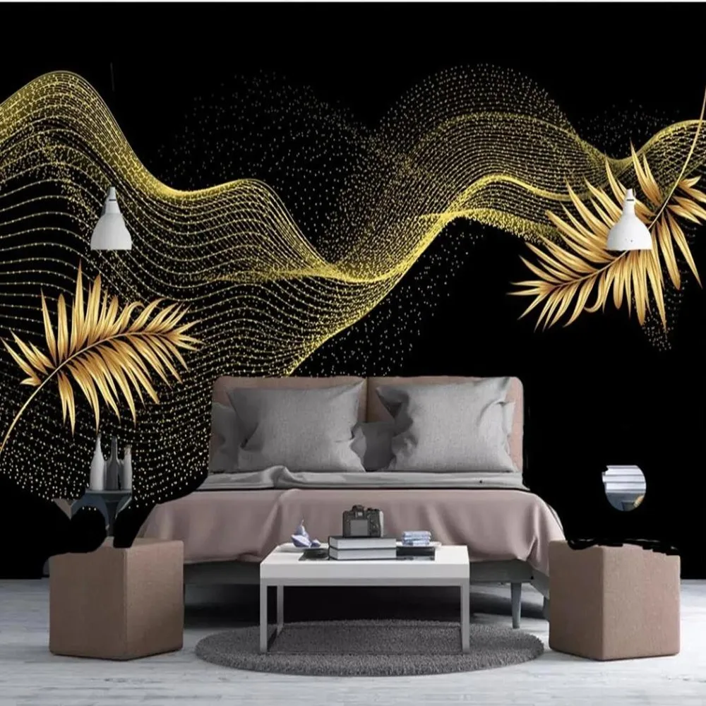 Milofi большие обои на заказ креативный светильник роскошный золотой лист линия