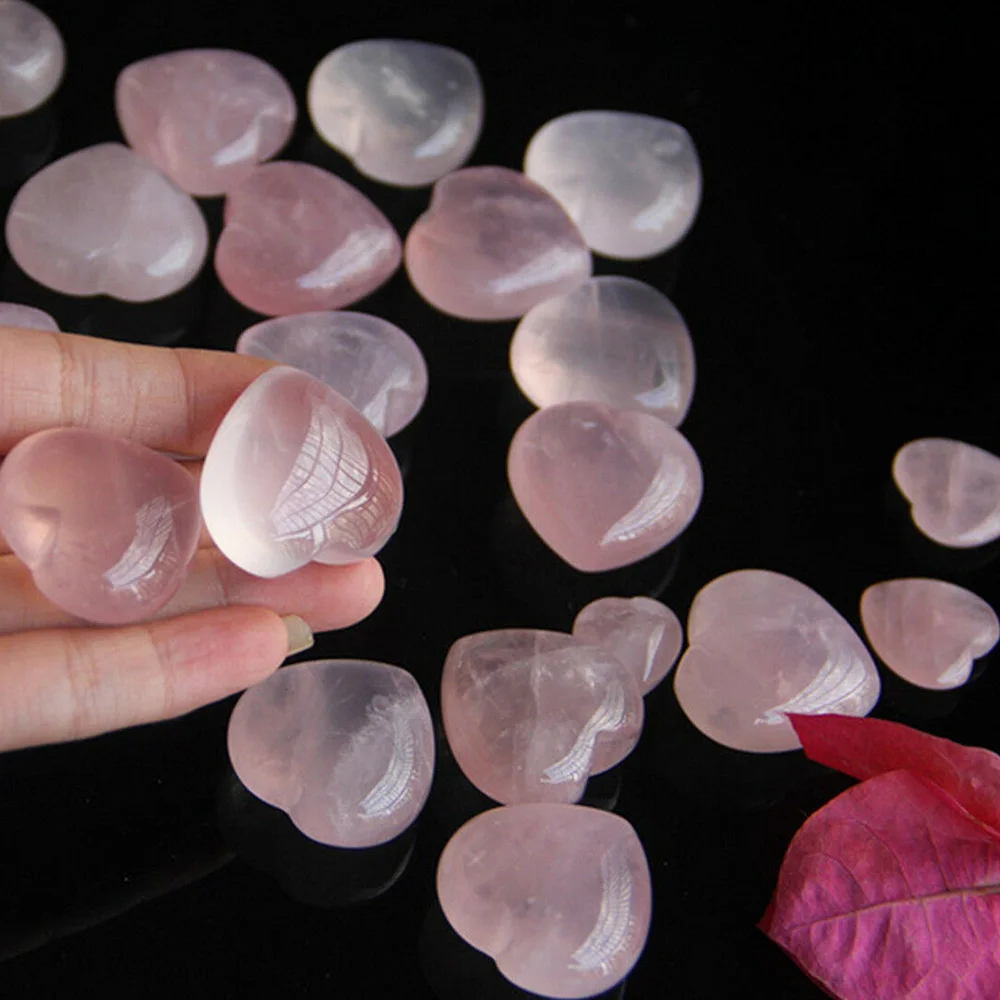 

10pcs Heart Shape Natural Rose Pink Quartz Crystal Healing Love Palm Gemstones for Chakra Reiki Balancing Meditation Home Decor