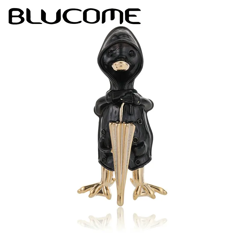 Эмаль blucome, черные броши в виде уток для женщин, детей, мужчин, золотой цвет, животное, свадебные украшения, брошь на булавке для банкета