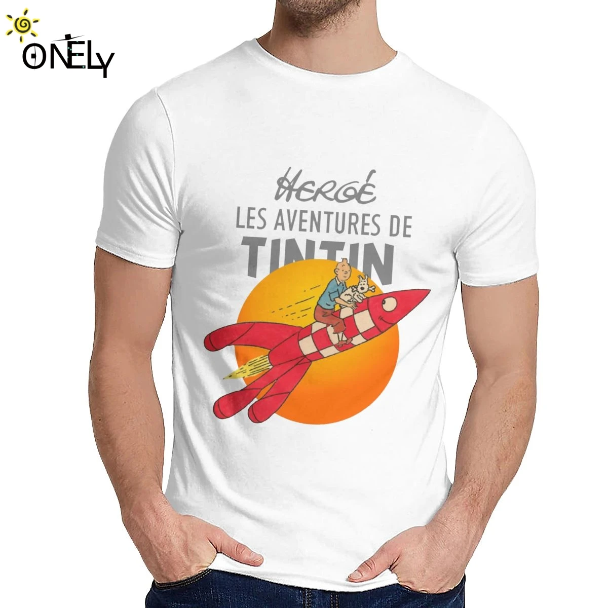 Футболка TINTIN Приключения Тинтина уличная одежда с круглым вырезом органический
