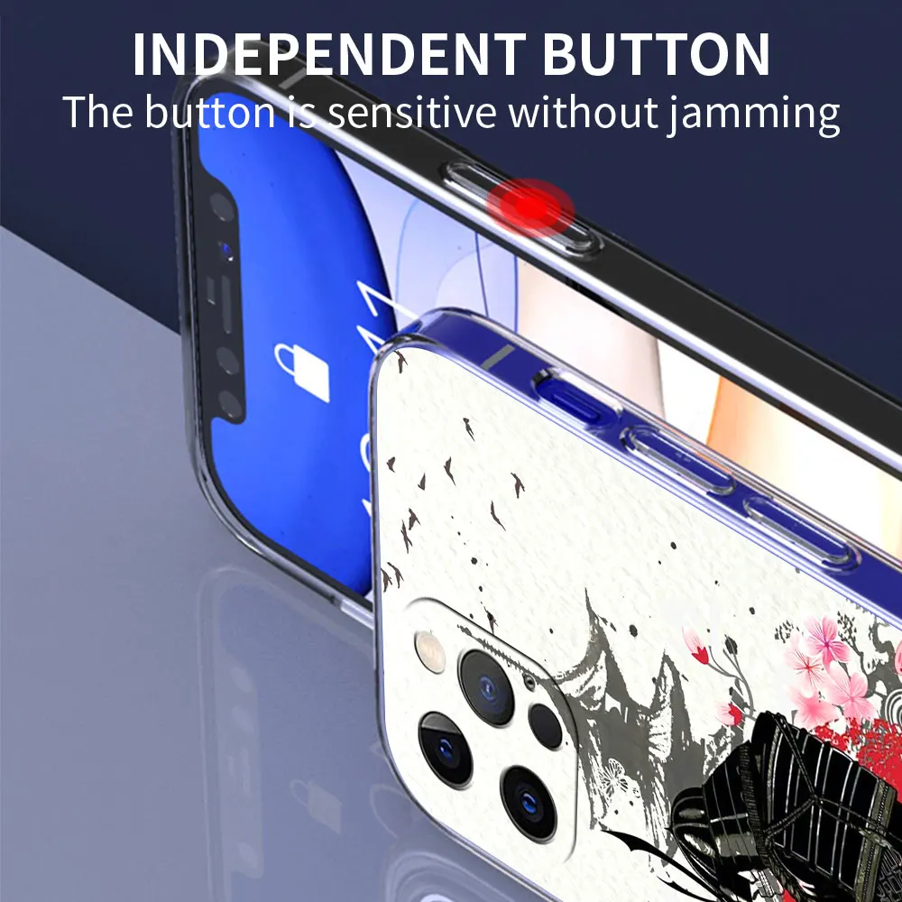Fitted Case for Apple iPhone 7 11 12 Pro XR X XS Max 6 6S 8 Plus 5 5S SE Clear Soft Coque Japanese Samurai Phone Cover