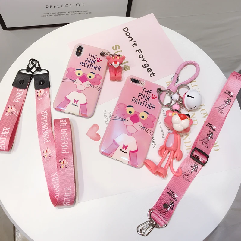 Для iPhone XS Max розовый пантера мягкий чехол для телефона милый синий луч задняя