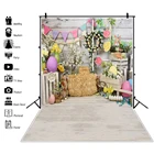 Пасхальные деревянные фоны для фотосъемки доски весенние цветы деревянная стена кролик яйца пол ребенок новорожденный портрет фото фоны