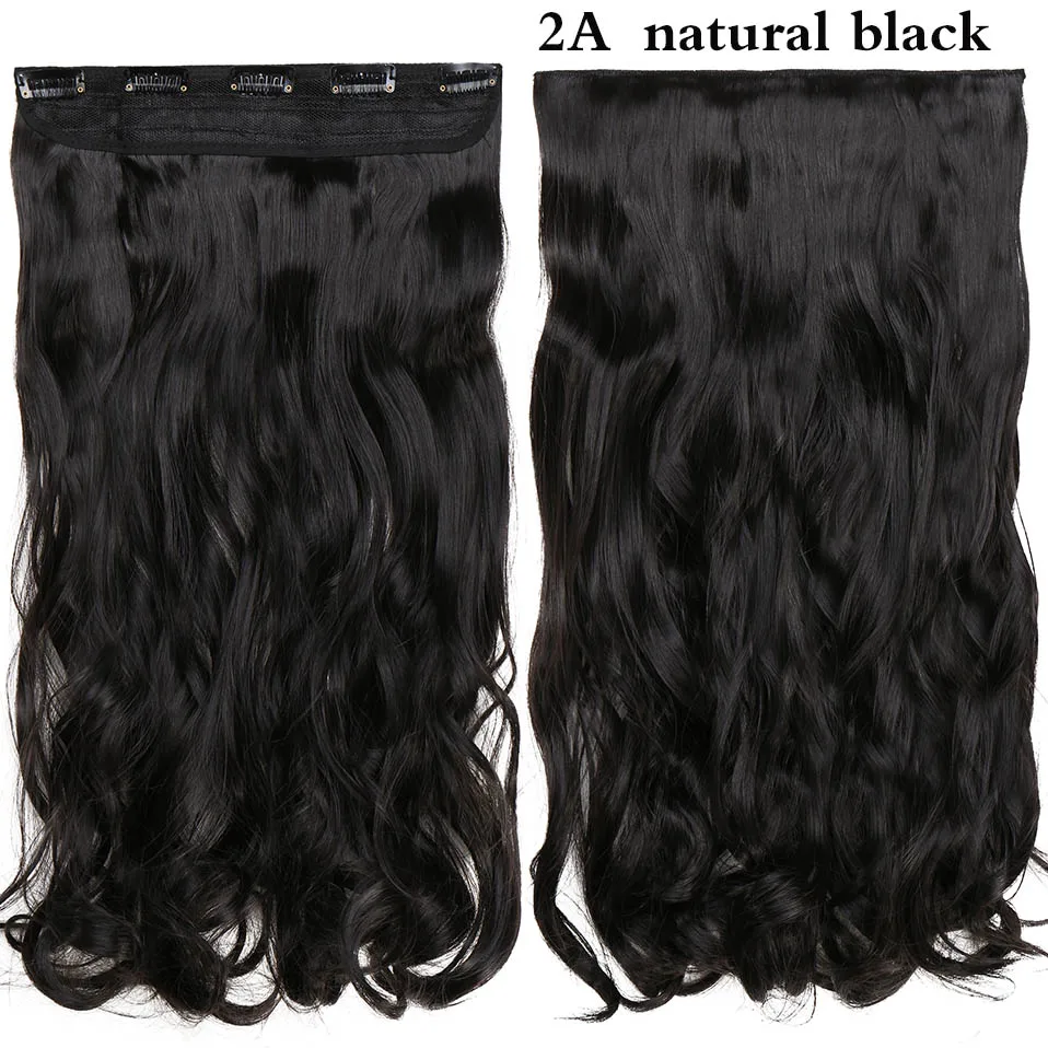 natural black SNOILITE 17/24/27/2" 5 зажимов в целости и сохранности Наращивание волос Синтетические длинные волнистые волосы добавочном номере телефоне 3/4 для наращивания на всю голову цельнокроеное платье, парик, заколки, заколки для волос, трессы, заколки - Цвет: natural black