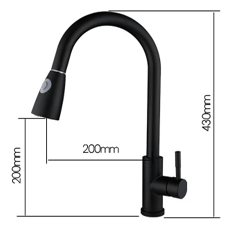 

Kitchen Faucet Stainless Steel Black Pull out Taps Hot Cold 360 Degree Rotation Retractable Vegetable Basin Kitchen Mixer Tap