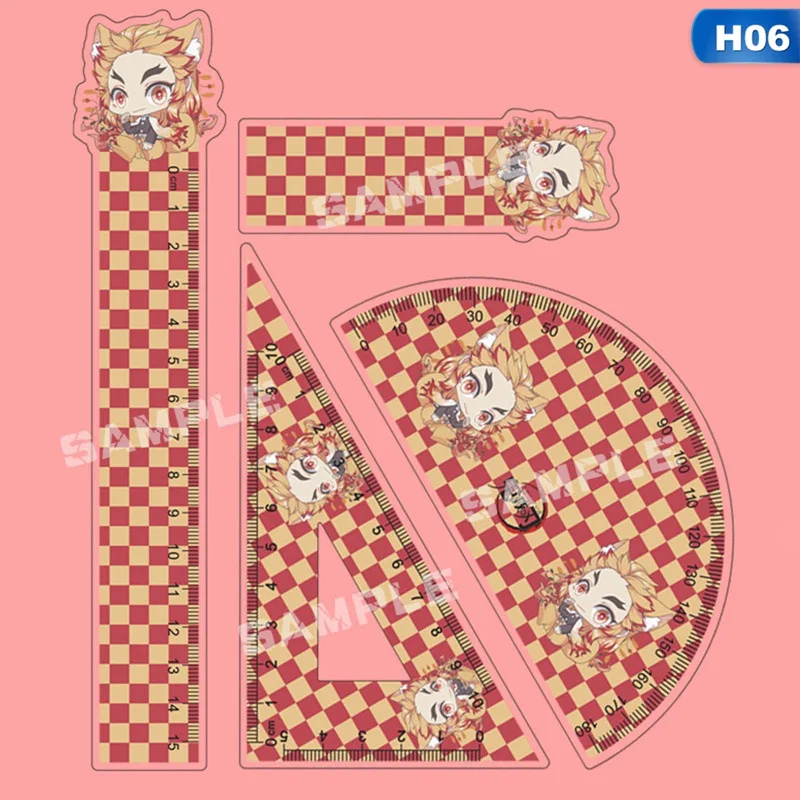 

Anime Demon Slayer Kimetsu no Yaiba Acrylic Ruler Set Straight Triangle Ruler Protractor For Office School Stationery