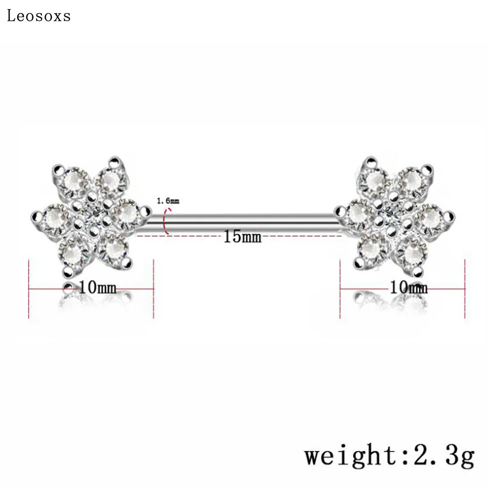 

Leosoxs European and American anti-allergic puncture jewelry sexy cute flower milk ring breast nail summer small fresh jewelry