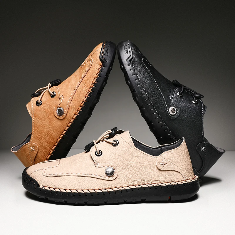 Кожаная обувь для мужчин Повседневные Лоферы высокого качества Дышащая Новинка