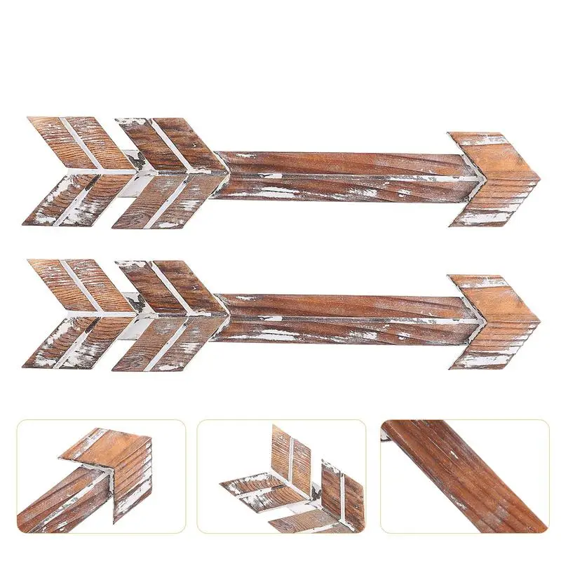 

2pcs Delicate Wooden Arrow Decors Wall Wood Arrow Sign Ornaments for Bar