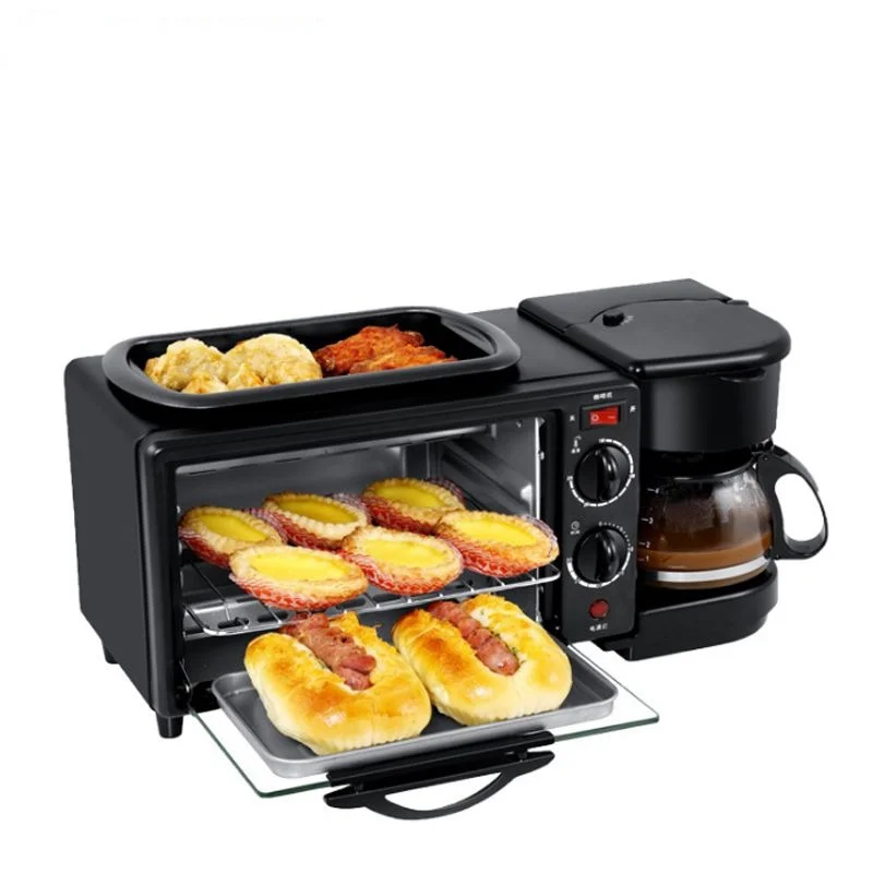 Verkaufen DMWD 3 In 1 Elektrische Frühstück Maschine 220V Toaster Ofen Zu Hause Kaffee Maker Pizza Ei Torte Ofen Braten Pan Brot Maker
