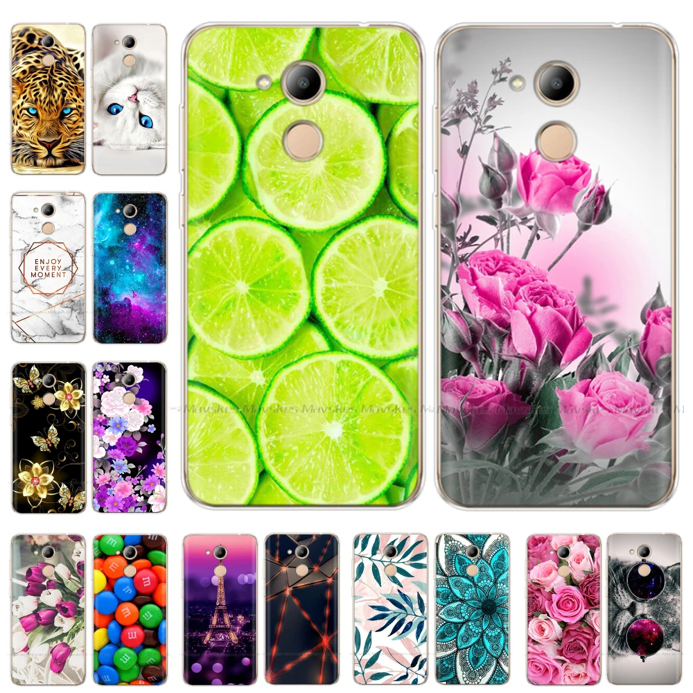 For Huawei Honor 6C Case Silicone Cover Phone Case for Huawei Honor 6C Pro Soft TPU Cover Honor6C Cute Cat Flower Fundas Coque