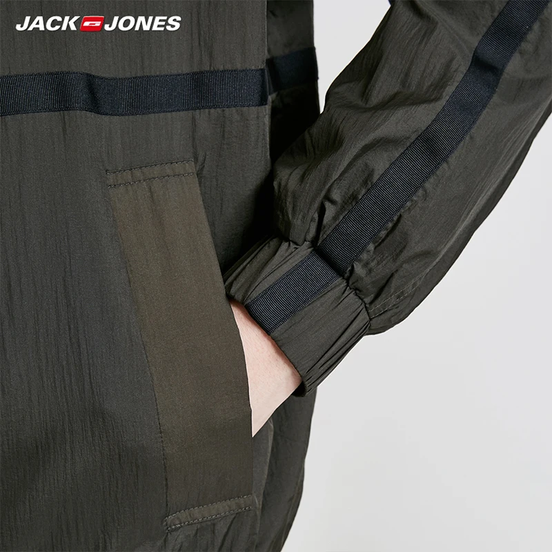Мужская тонкая спортивная куртка JackJones с капюшоном и соединением 219121520 | одежда