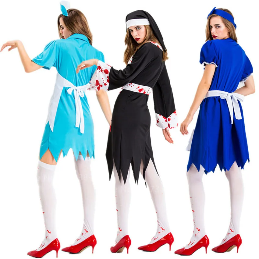Halloween Women Scary Bloody Horror Cosplay Costume Dress Set Role-playing Zombie Ghost Sexy Fancy Clothing Outfit Adult | Тематическая