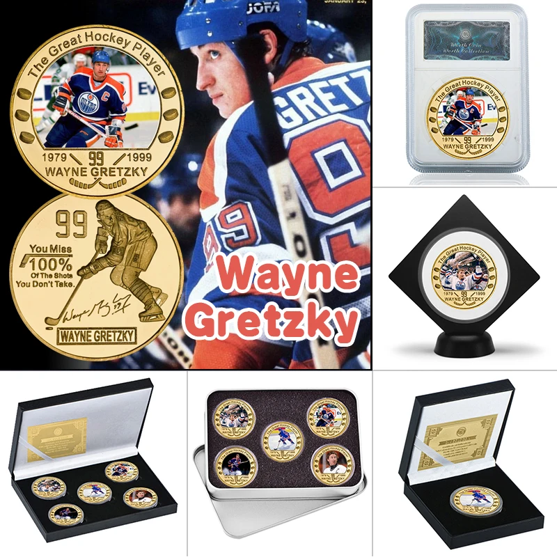 

The Great One Canadian Ice Hockey Player Gold Plated Commemorative Coins Collectible Sports Challenge Coin Souvenir Gift for Man
