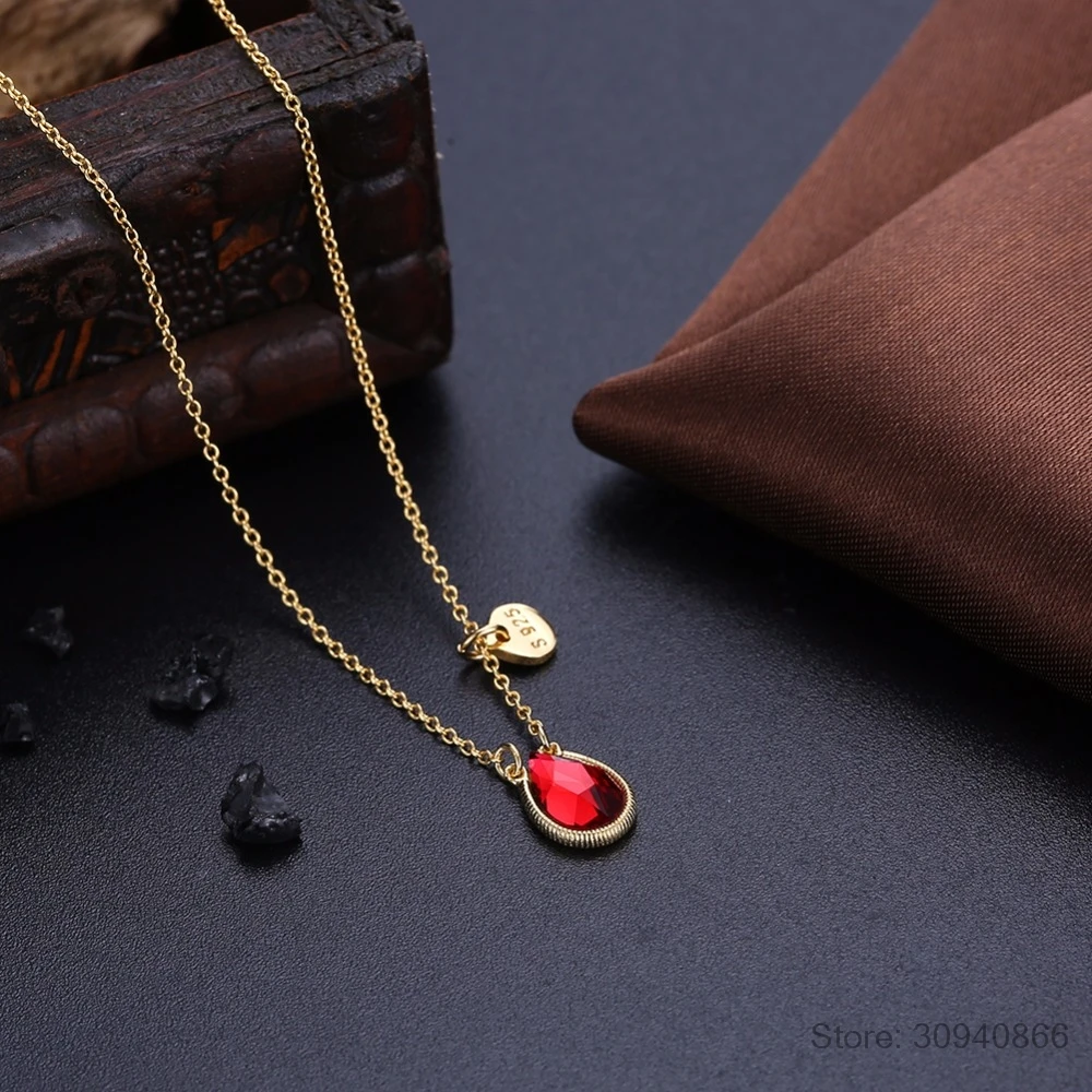 

LEKANI Crystal Women Necklace Fine Jewelry Blue Crystal Water Drop Pendant Necklace Fashion Jewelry Collares