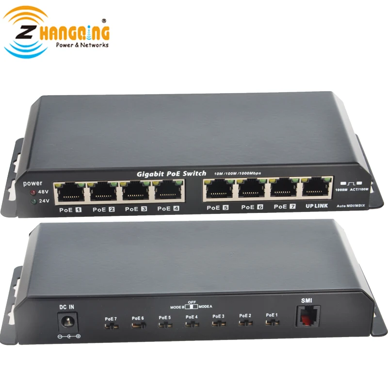 Гигабитный режим A &amp B PoE коммутатор Power Over Ethernet 802.3af 24v 48v переключатель 7 выход для