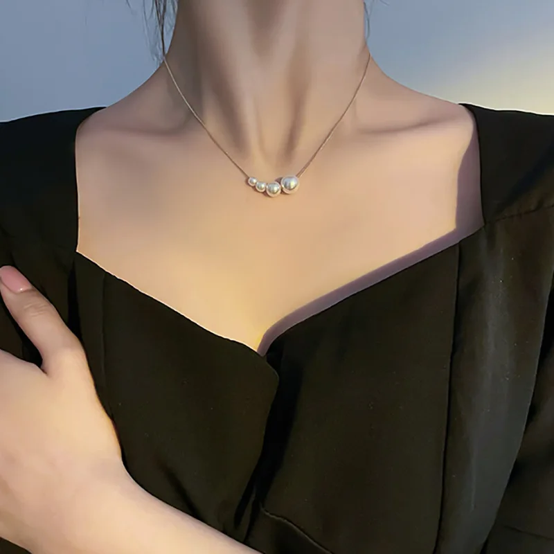 

Summer Pearl Necklace New Female Korean Version of The Niche Clavicle Chain Ins Design Sense Necklace Simple Accessories