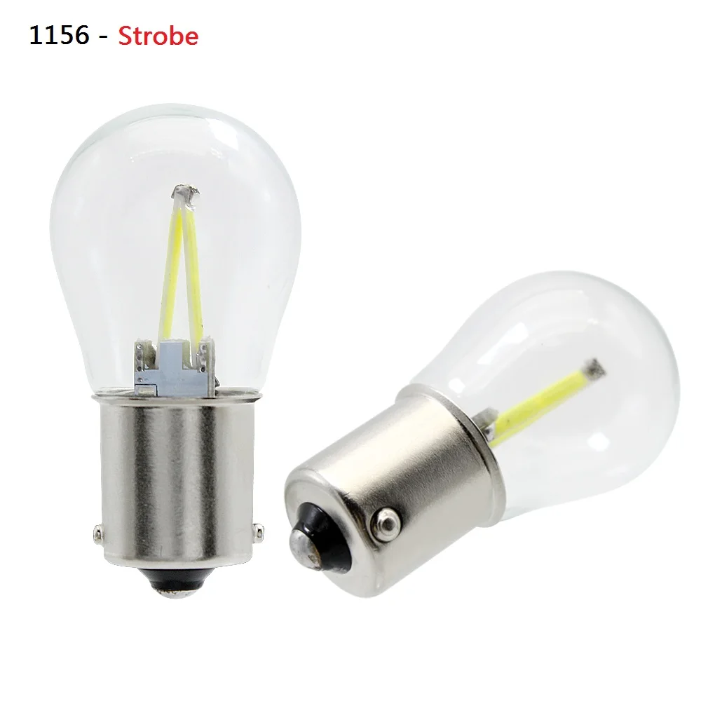 1156 BA15S Strobe 1 шт. 1156 BA15S P21W COB светодиодный 1157 BAY15D стеклянный светодиодный светильник с нитью накаливания автомобильная лампа авто задний тормозной светильник DRL сигнальная лампа заднего поворота DC 12 В - Испускаемый цвет: 1156 BA15S Strobe