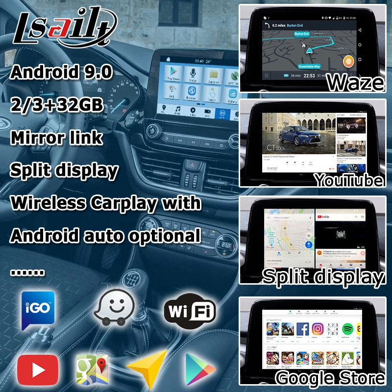 Billig Android / Carplay Interface Box Für Ford Fiesta Kuga Fokus Drahtlose Carplay Video Interface Box SYNC 3 Spiegel Link Durch Lsailt