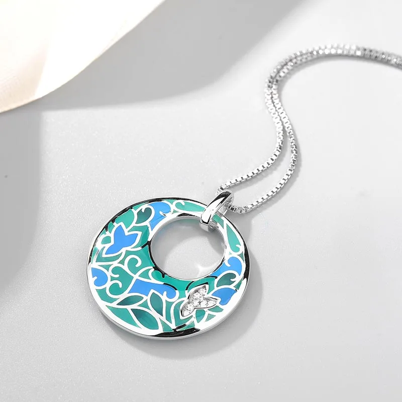 Модная круглая эмалированная Подвеска из серебра 2018 пробы в виде морских