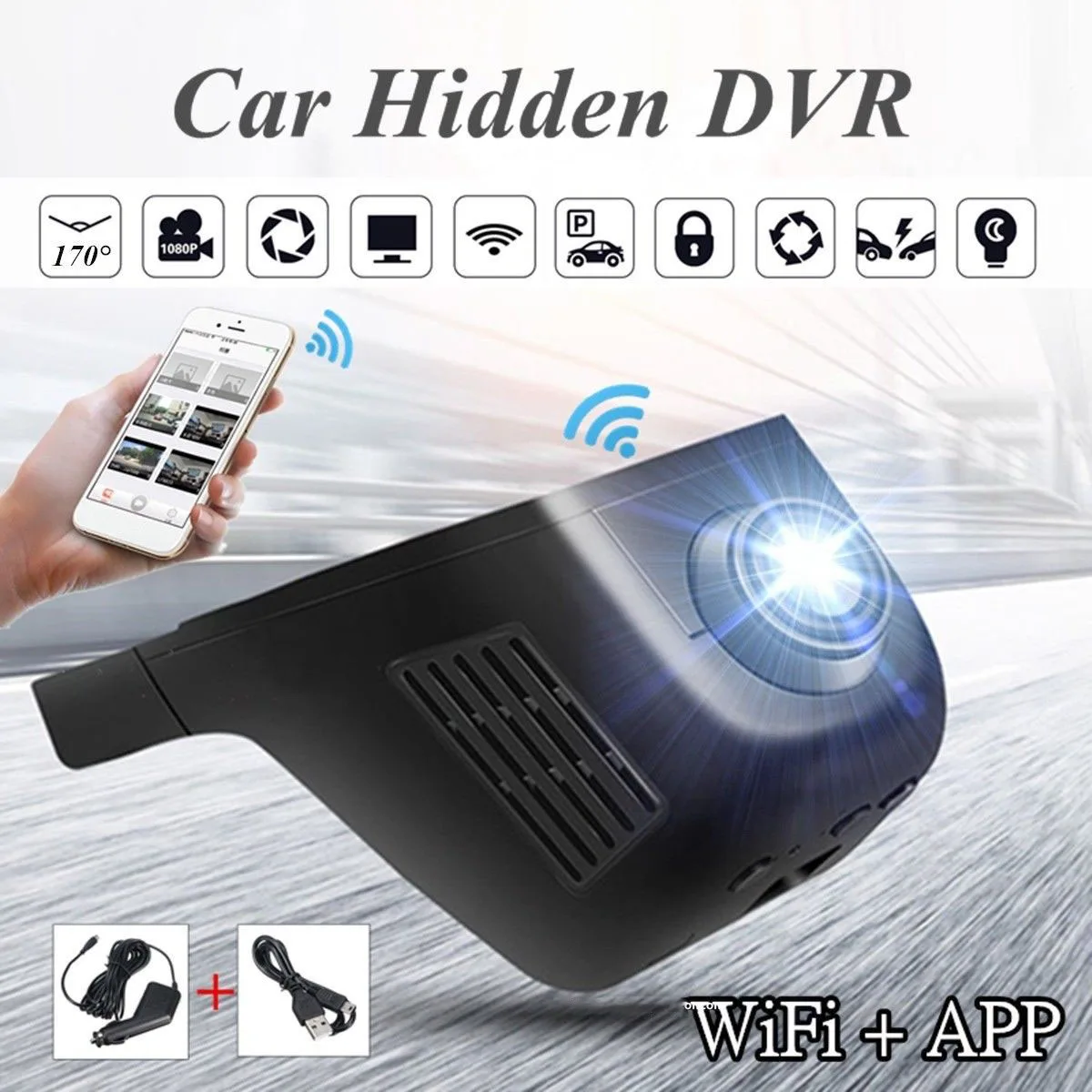 1080P WIFI Car DVR Hidden Camera Vehicle Video Recorder Dash Cam Night Vision G-Sensor iOS Android | Автомобили и мотоциклы