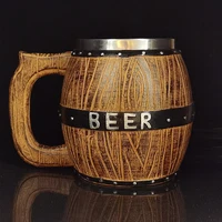the medievalwooden barrelshape beer mug new creativelarge capacity bar ktv supplies stainless steel liner wine set