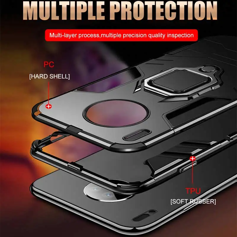 Luxury Armor Metal Magentic Ring Phone Case For Huawei P30 P20 Mate 20X 30 Pro Honor 8X 9X 20 10 Lite Shockproof Silicone Cases | Мобильные