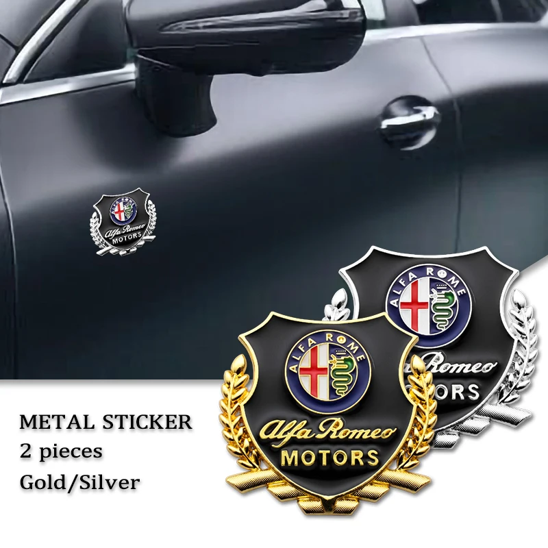 

2pcs Car Styling 3D Metal Emblem Badge Sticker Decals For Alfa Romeo 159 147 156 Giulia 166 Mito Giulietta Goods Accessories