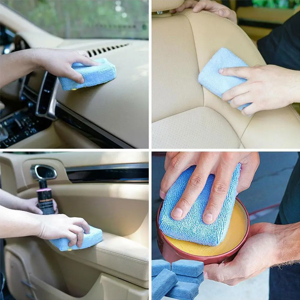 

8PCS Car Microfiber Applicator Sponge Cloth Microfiber Polishing Hand Wax Pad Kitchen Sponge Cleaning Car Bag Household Wax C4X4