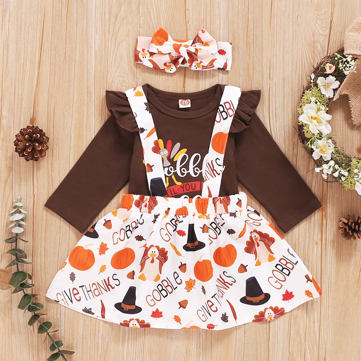 3 шт./комплект боди с юбкой и оборками на рукавах