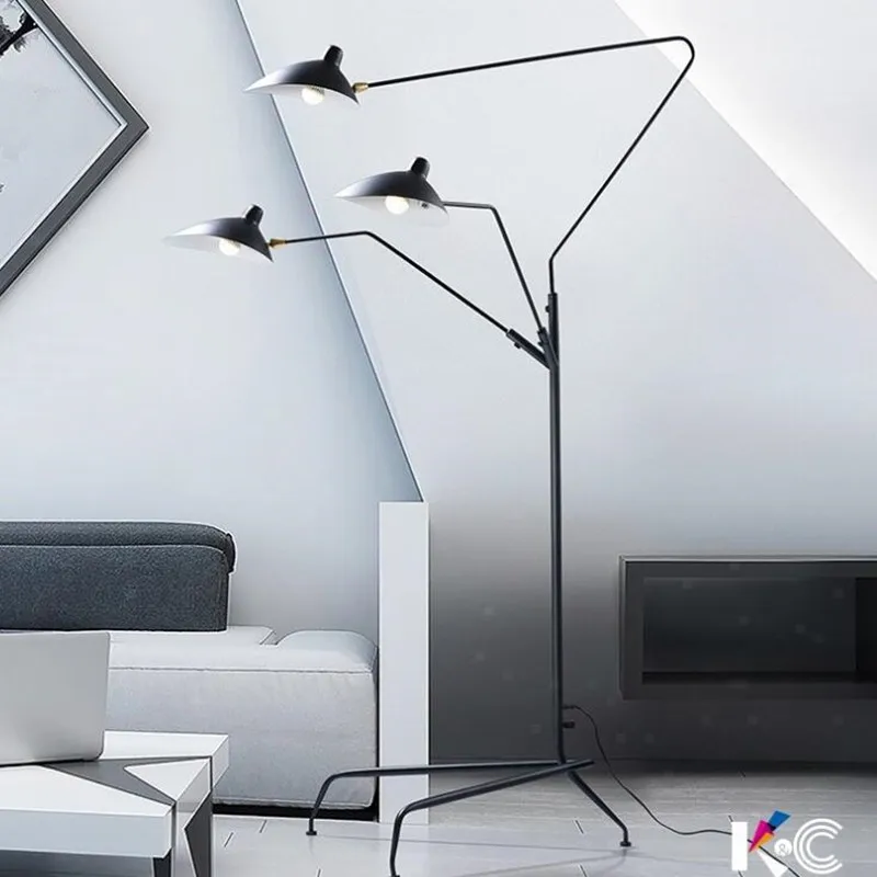 

Loft Stand floor lamp For Living room Bar Studio Serge Mouille MCL Tripod Table Desk Lamp Black White Color Standing lamp