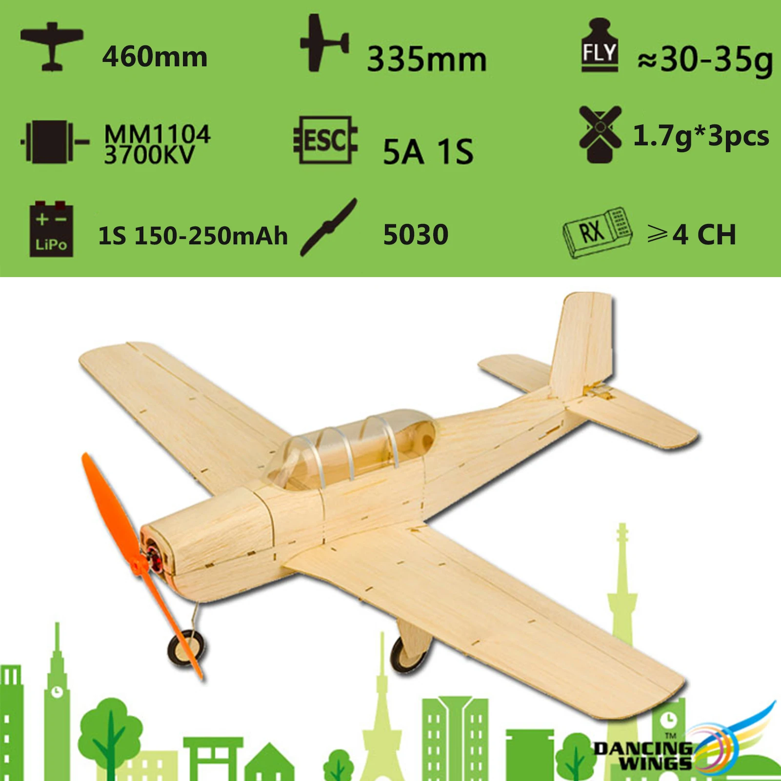 

DWH K13 Beechcraft T-34 Mentor RC Airplane Balsa Wood Aircraft 460mm Wingspan Outdoor Flight Toys for Kids DIY Assembly Model