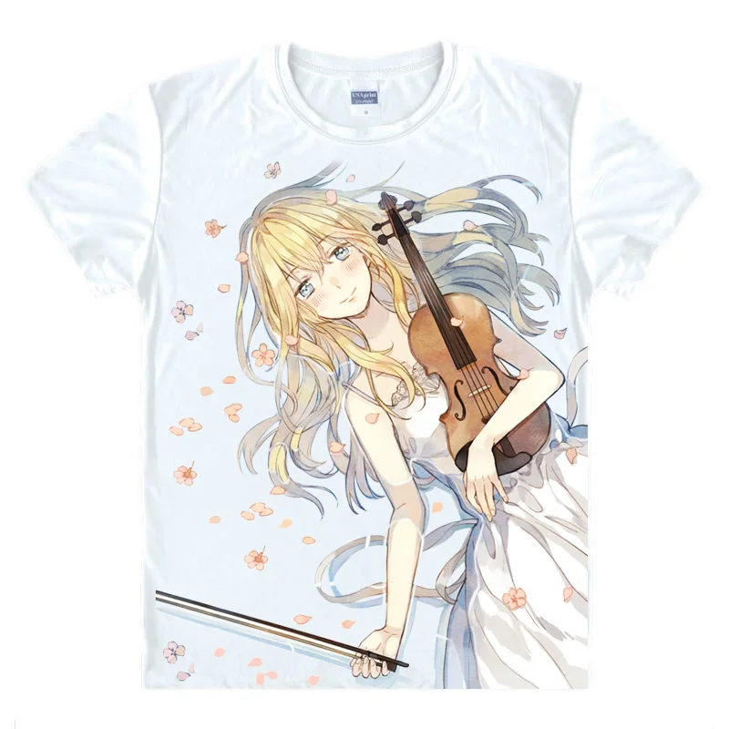 Футболка с принтом из аниме ваша ложь в апреле футболки для косплея Miyazono Kaori Arima