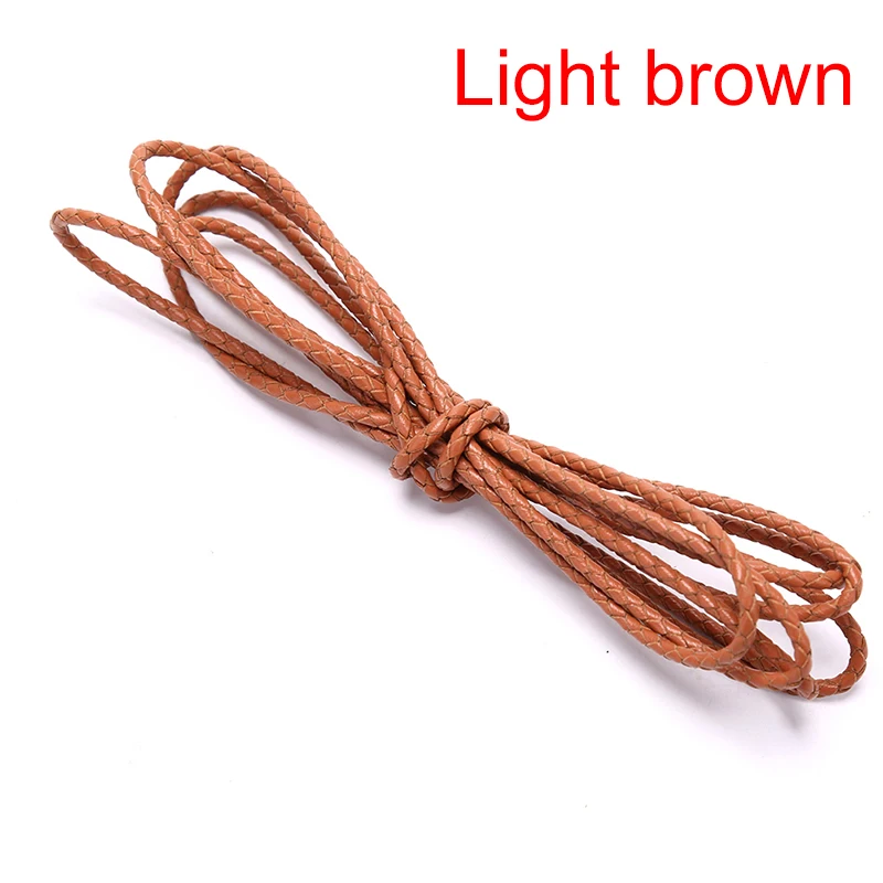 

1meter Black Coffee Cow Leather String Rope For Bracelet Jewelry Making 3mm Round Braided Genuine Leather Cords Vintage
