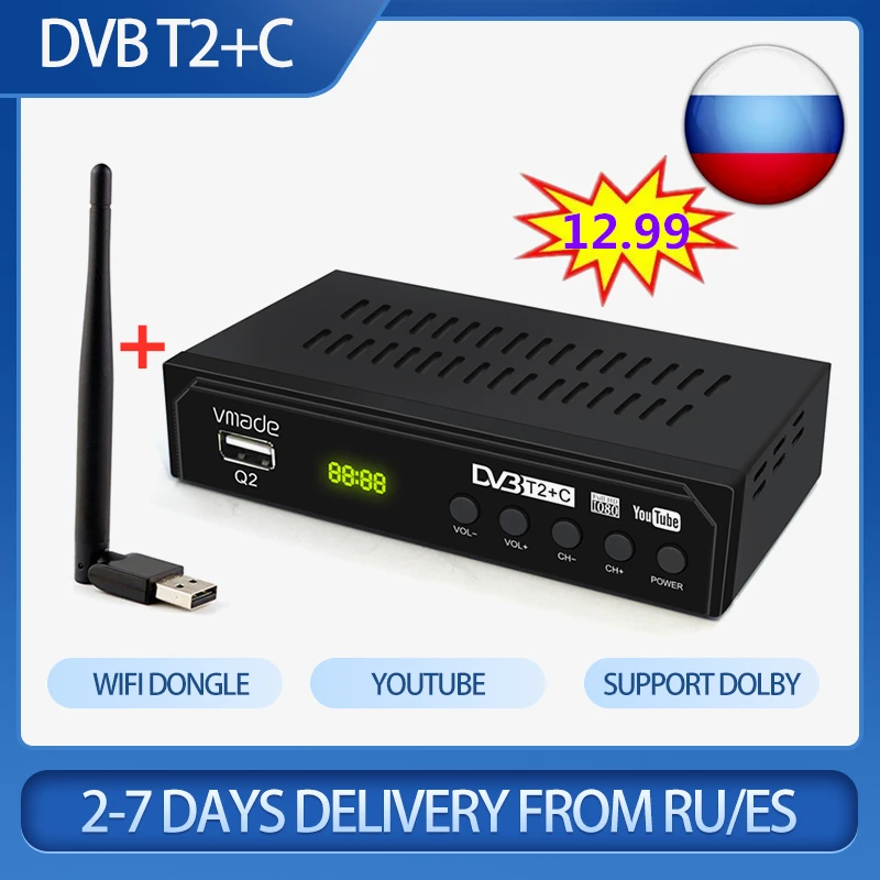 ТВ приставка Испания Африка Европа русский DVB T2 C комбо телеприставка HD наземный