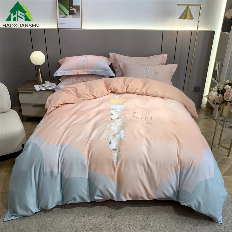 

Cartoon animal Pure Cotton Sanding Bedding Sets Thickening Duvet Cover Pillowcase Bed Sheets Bed linen 3.8kg/4.1kg