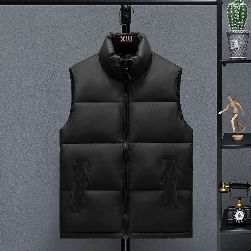 

Зимний жилет, мужская пуховая куртка из хлопка, корейская мода, теплый жилет, повседневный жилет с воротником-стойкой, куртка с отделкой, муж...