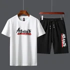 Летняя спортивная одежда, мужская футболка из двух частей и шорты, свободная и крутая модель 2021