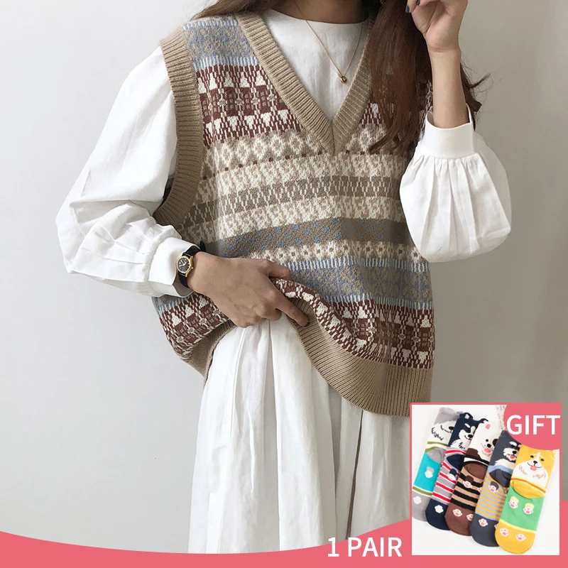 

Женский вязаный жилет с V-образным вырезом, без рукавов